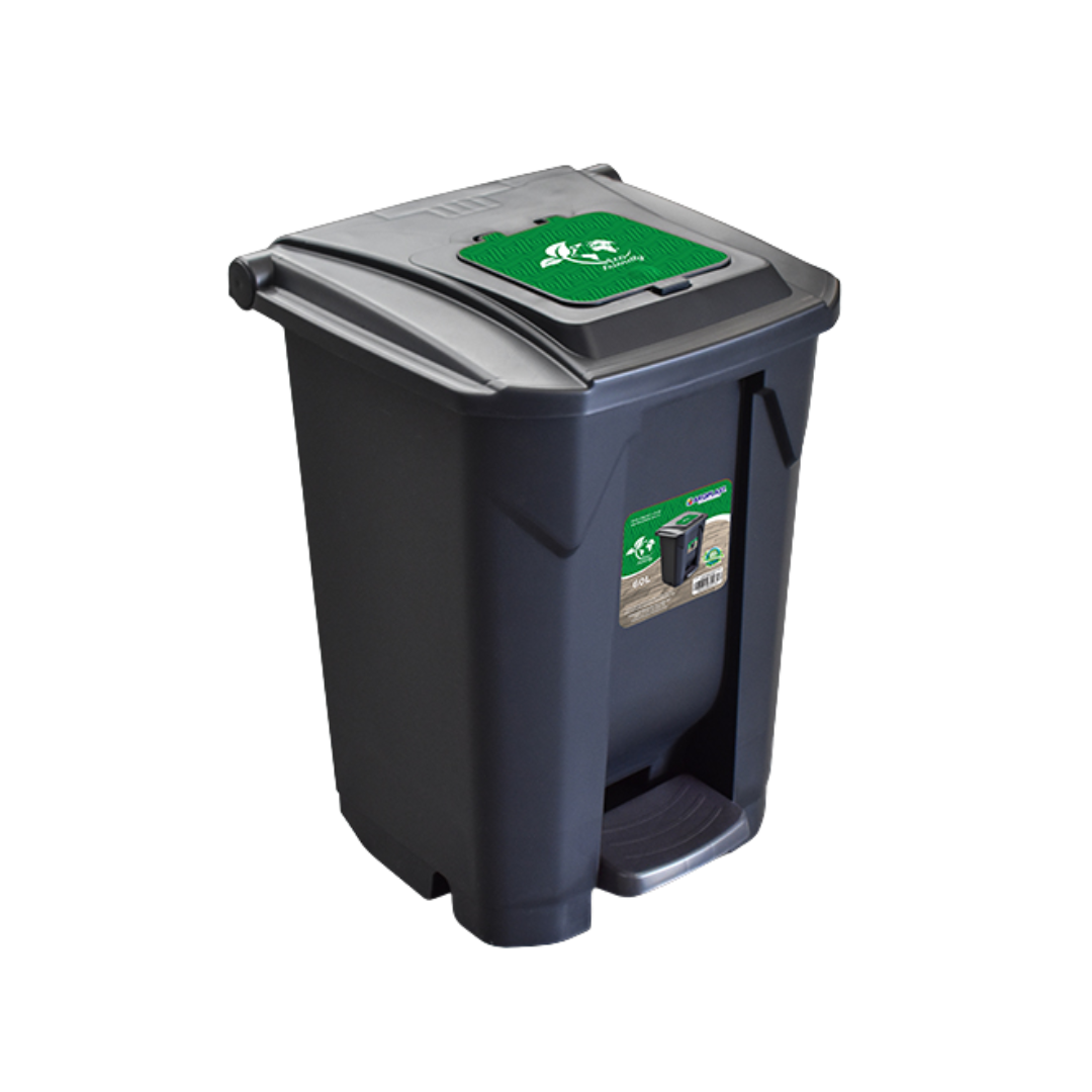 Cesto De Lixo Em Plástico Com Tampa Vai E Vem Capacidade Para 60 Litros