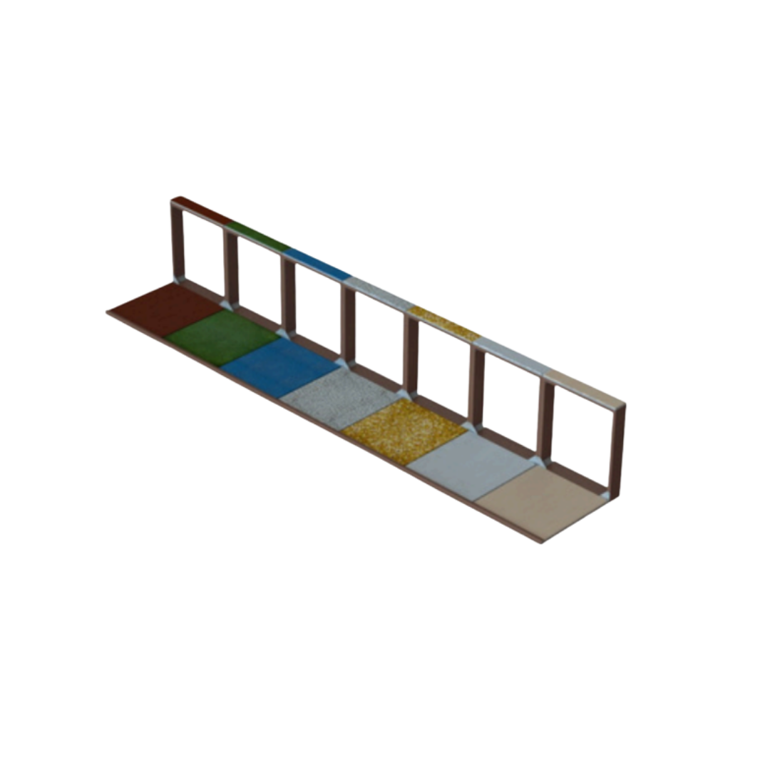 Calçada Sensorial Pés E Mãos Em Madeira Ecológica WPC Com Estrutura De Concreto