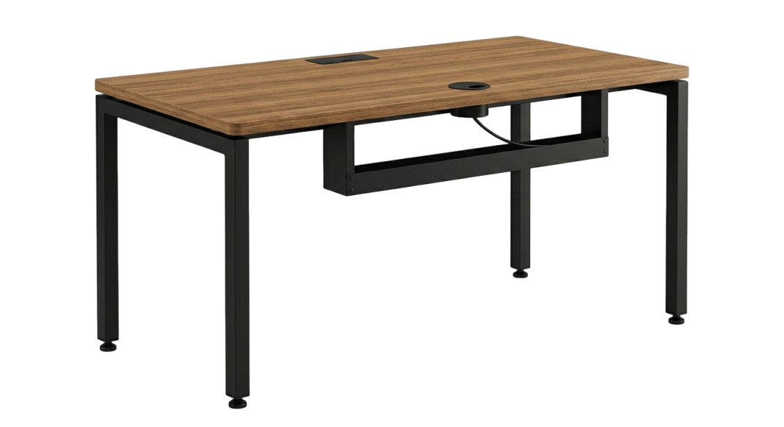 Mesa Com Pé Metal E Tampo Amadeirado Em Mdp - Profundidade de 600 mm