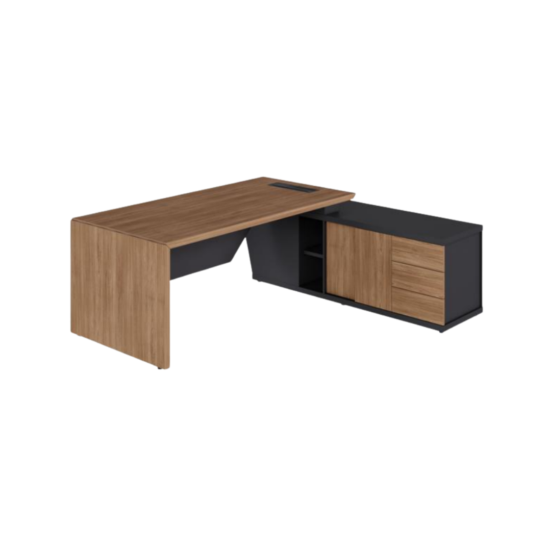 Mesa Diretoria Com Armário Aparador 1800x800x740mm + 1800x465x600mm