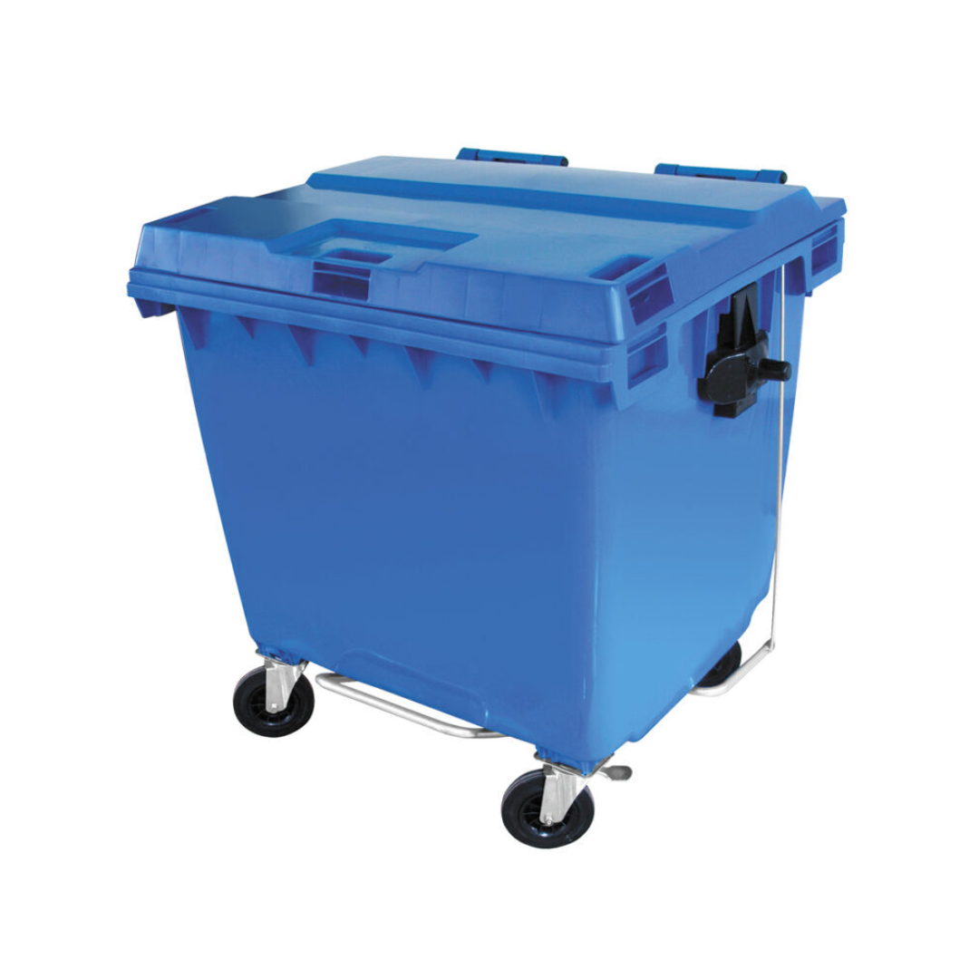 Contentor Plástico 1000 L de Alta Resistência com Rodas e Pedal – PEAD com Estrutura Metálica