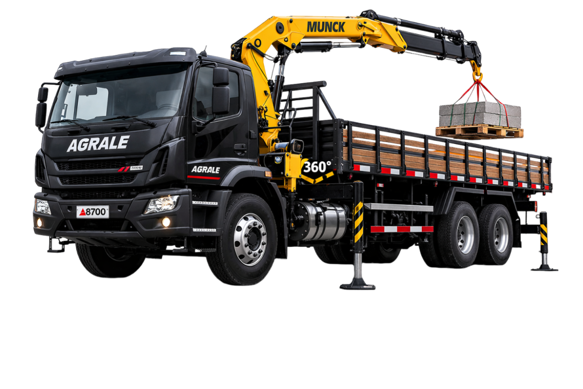 Caminhão 3/4 com Carroceria Aberta e Guindaste Articulado (Tipo MUNCK) - AGRALE/A8700