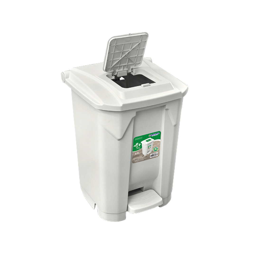 Cesto De Lixo Em Plástico Com Pedal Capacidade Para 60 Litros