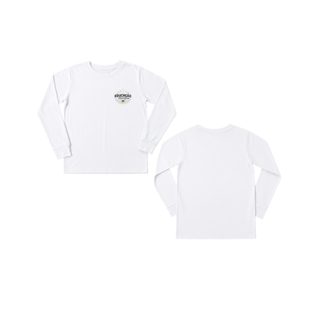 Camiseta Escolar Unissex Em Meia Malha Manga Longa