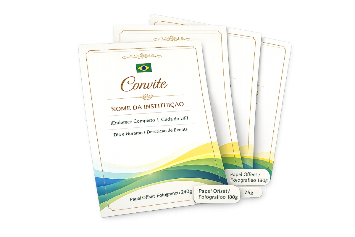 Convite Personalizado Institucional – Papel Couchê 250g